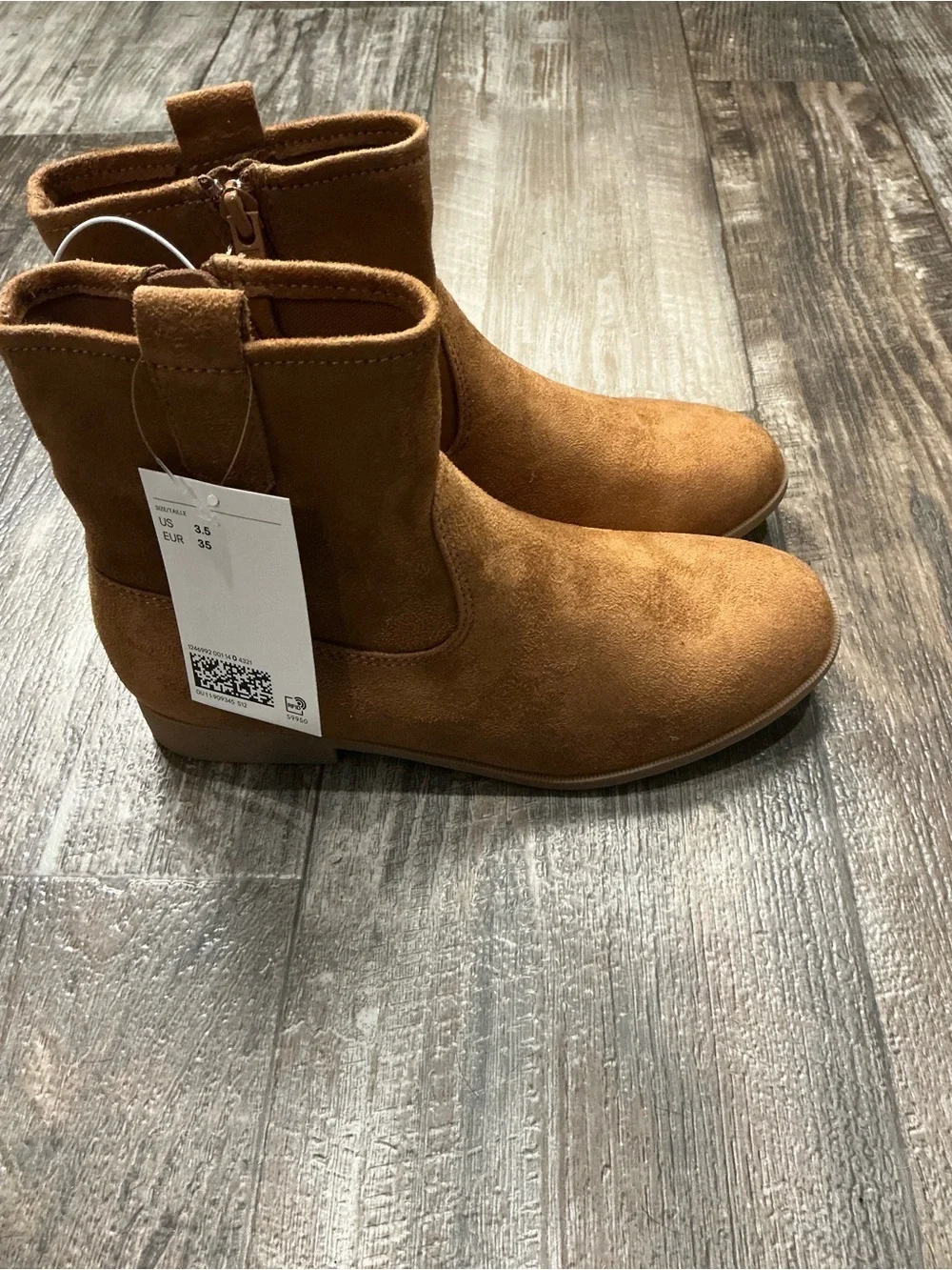 Kid’s H&M Tan Faux Suede Ankle Booties Size 3.5